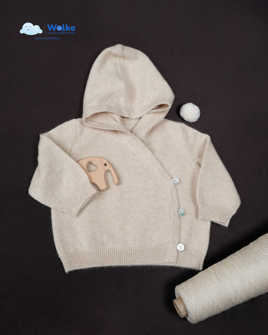 Baby hoodie made from 100% cashmere