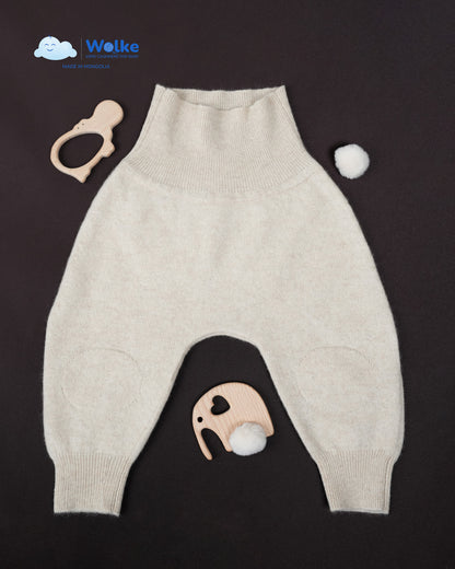 Baby trousers made from 100% cashmere with knee protection