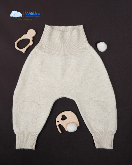 Baby trousers made from 100% cashmere with knee protection